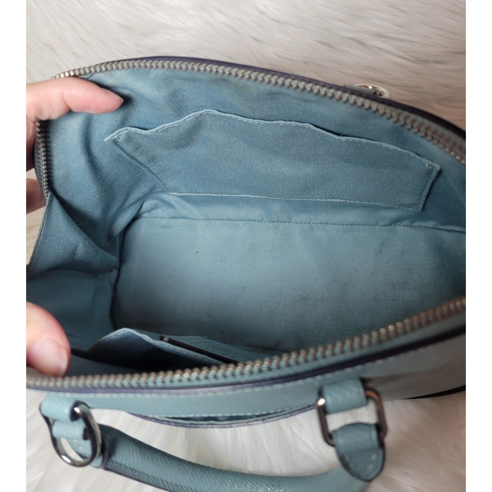 Coach Mini Sierra Satchel Leather Bag Teal/Marine Green Handbag Purse - Picture 10 of 11